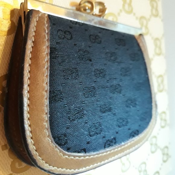 GUCCI 1980's Black Coin Wallet Small - Picture 2 of 15